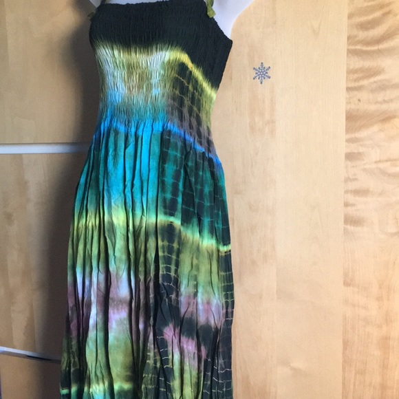Hippie/Boho Free Size Tie-Dye Rayon Maxi Dress - Picture 4 of 5